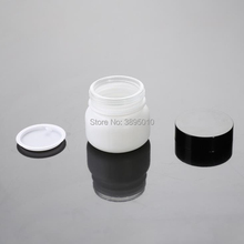Jarra de vidro vazia branca para cosméticos f863, 50g, recipiente cosmético, embalagem em creme artesanal, frascos de luxo com tampa preta 2024 - compre barato