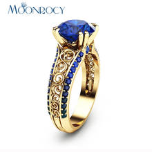 MOONROCY CZ Vintage Red Blue Crystal Ring Silver Color Vintage Wedding Rings  Jewelry for Women Gift Dropshipping Big Size 2024 - buy cheap