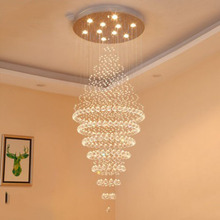 Duplex Stairs Chandeliers Round Hall Crystal Chandeliers Villa Stairs Lights Long Chandeliers Living Room Large Hanging Lights 2024 - buy cheap