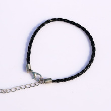 Frete grátis 100 pcs 18 cm cordão de couro preto trançado pulseiras jóias fazer pulseira DIY materiais com lagosta fechos 2024 - compre barato