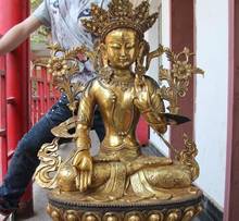Тибетская бронзовая медная позолота Кван-Инь буддизм статуя Белая Тара Гуаньинь Бодхисаттва 2024 - купить недорого