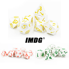 IMDG-Juego de dados creativos de Metal para niños, dados de poliedro RPG con fuente grande DND, Color plateado, Digital, 7 unids/set por juego 2024 - compra barato