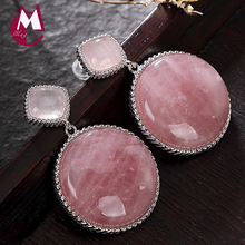 Pink Crystal Natural stone Dangle Earring 100% 925 Sterling Silver Women Drop Earrings Jewelry boucle d'oreille femme 2019 E12 2024 - buy cheap