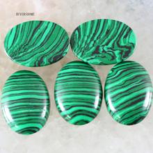1 par cabochão táxi 22x30mm oval natural pedra grânulo para fazer colar pulseira brincos verde malaquite k538 2024 - compre barato