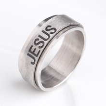 8 мм Серебряный цвет вращение Иисуса 316L свадебные кольца из нержавеющей стали для мужчин и женщин оптом 2024 - купить недорого