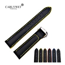 CARLYWET 18 20 22mm Wholesale Black Nylon Leather Replacement Wrist Watch Strap Band For Omega Planet-ocean Seamaster Tudor IWC 2024 - buy cheap