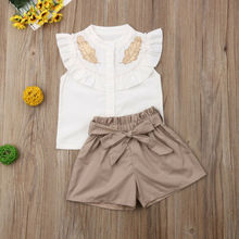 Toddler Kid Baby Girl Summer Outfit Ruffle Shirt Tops Bow Short Pants Girls Clothes Set Child Clothing 2024 - buy cheap