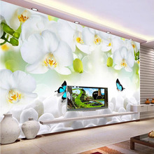 3D Custom Mural Photo Wallpaper White Orchid Butterfly Flowers Wall Papers Murals Living Room TV Sofa Background Papel De Parede 2024 - buy cheap