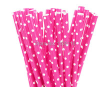 100pcs/lot White Mini Dot Hot Pink Paper Drinking Straws,Party Supplies Decoration Paper Drinking Straws Wholesale Online 2024 - buy cheap