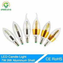 GreenEye Candle LED Bulb E14 7w 9w Aluminum Shell LED Light Lamp 220V Golden Silver Cool Warm White Ampoule Lampara Led Lampada 2024 - buy cheap