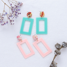 Blue/Pink Square Geometric Drop Earrings Resin Earrings Korean Fashion Sweet Romantic Holiday Travel Jewelry Accessories Gifts 2024 - buy cheap