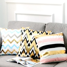 Mordern Geometric Colorful Bronzing Cushion Decorative Pillow Gold Foil Pillowcase Home Decor Sofa Throw Pillows Almofada 17inch 2024 - buy cheap
