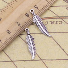 40pcs Charms Leaf Feather 27x7mm Antique Bronze Silver Color Pendants Making DIY Handmade Tibetan Finding Jewelry For Bracelet 2024 - buy cheap
