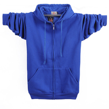 Autumn Winter Fashion Zip-up 95% Cotton Loose Hoody Weatshirt Women Zipper Velvet Long Coat Boyfriend Hooded Blue 2024 - buy cheap
