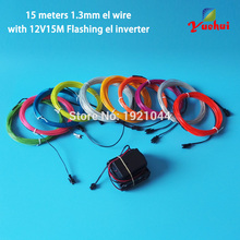 DC12V 15Metres Flashing 10 colors Choice EL Wire Glowing Flexible  LED Thread  Neon Light Cable Tube for House Party Decoration 2024 - buy cheap