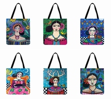 Indian Girl Printed Tote Bag For Women Casual Totes Linen Fabric Bag Foldable Shopping Bag Outdoor Beach Bag Daily Hand Bag 2024 - buy cheap