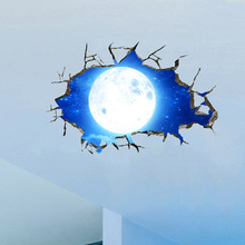 Papel de parede 3d com lua em pvc, adesivo criativo para parede quebrada pôster de teto 2024 - compre barato