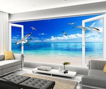 Papéis de parede para o fundo tv mural 3d papel de parede 3d céu azul janela 3d papel de parede mural de decoração para casa 2024 - compre barato