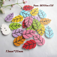 Scrapbook buttons 100pcs 13mm*20mm mixed colorful leaf buttons for craft scrapbooking wood decorative accessories wholesale 2024 - buy cheap