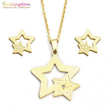 Yunkingdom double star fashion titanium jewelry sets for women stainless steel pendant necklace earring sets UE0163 2024 - buy cheap