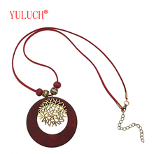 YULUCH New design ethnic jewelry beaded chain alloy fight hollow wood pendant for African fashion woman necklace jewelry gift 2024 - buy cheap