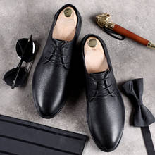 Мужская обувь на плоской подошве DESAI, черная Повседневная дышащая обувь из натуральной кожи на шнурках в английском стиле, 2019 2024 - купить недорого