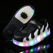 2019 Children Shoes Kids Glowing Sneakers with Two Wheels Kids Roller Skate Shoes Led Light Up Shoes for Boys Girls 2024 - buy cheap