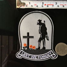PGY Tombstone Embroidery Patches Iron On Clothes Cross Floret Back Rubber Funeral Badge DIY Military Parches Accessories H 2024 - buy cheap