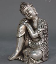 13cm Collection Silver Buddhism Sakyamuni Seat Sleep Buddha Statue 2024 - buy cheap