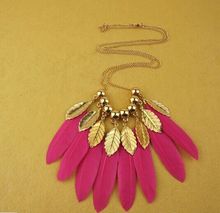 Hip hop  vintage leaves feather necklace/women accessories wholesale/gros collier femme/neckless/colar/collana/collares etnicos 2024 - buy cheap