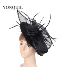 Sinamay-sombrero grande de imitación para mujer, tocado Vintage para fiesta, Derby, horquillas, plumas elegantes, accesorios para el cabello, SYF259 2024 - compra barato