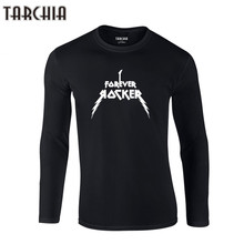Мужские облегающие футболки TARCHIA 2021, новые хлопковые рубашки Forever Rocker, Мужская футболка с длинным рукавом, забавные осенние Рубашки с принтом 2024 - купить недорого