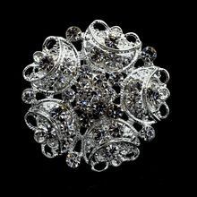 1.3" Sparkly Silver Tone Full Rhinestone Crystal Diamante Flower Brooch Wedding Jewelry Party Pins 2024 - buy cheap