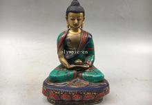 8.5'' bronze gold inlay turquoise gemstone Sakyamuni Vairocana Medicine Buddha 2024 - buy cheap