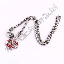 New Arrival Hot Selling rhodium plated zinc studded with sparkling crystals NANA  heart pendant wheat chain necklace 2024 - buy cheap