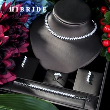 HIBRIDE-juegos de joyas de Dubái para mujer, juego de joyería de lujo Floral, circón cúbico de boda, cristal CZ, indio, africano, nupcial, N-51, 4 Uds. 2024 - compra barato