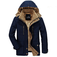 Зимняя мужская куртка, утепленная бархатная куртка с капюшоном в стиле милитари, с хлопковой подкладкой, Мужское пальто, теплая флисовая парка с мехом, пальто, размеры до 6XL 2024 - купить недорого