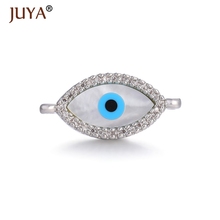 Juya novo design micro pave concha de zircônia cúbica mal olho conectores encantos para pulseiras diy acessórios para fazer jóias 2 pçs 2024 - compre barato