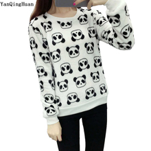New Brand Yan Qing Huan 2018 New Winter Cute Panda Cartoon Print Harajuku Warm Sweater High Quality Soft Flannel Ladies Sweater 2024 - buy cheap