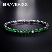 BRAVEKISS-pulsera de cadena de circonia cúbica verde para mujer, brazalete elegante de tenis, regalo, joyería de moda BUB0097B 2024 - compra barato