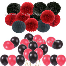 Halloween Party Decoration Kit Honeycomb Balls Tissue Paper Pom Poms Flowers&Latex Balloons Black Red Orange Theme Home Decor 2024 - buy cheap