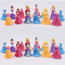 Disney 14 шт./компл. 8 см длинная Золушка Принцесса Белоснежка платье съемные куклы принцесса девочка милые игрушки детские украшения подарок 2024 - купить недорого
