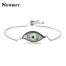 NEWBUY Fashion Colourful Cubic Zirconia Pave Setting Jewelry Gold Color Evil Eye Charm Bracelets Female Party Jewelry 2024 - buy cheap