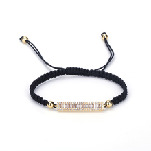 New Design Trendy Pattern Rectangle Handmade Black Thread Braided CZ Beads Pave Setting Lace-up Women Bracelets 2024 - buy cheap