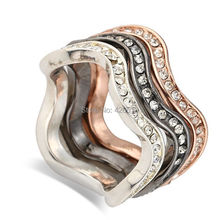 Conjunto combinado de anillos de boda con cristales de Austria para mujer, Color dorado, negro, blanco y dorado, 3 uds., Envío Gratis 2024 - compra barato