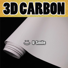 3D WHITE Carbon Fiber Texture Vinyl Wrap Sticker Decal Film Air Release Car Wrapping Size:1.52X30M/Roll 2024 - buy cheap