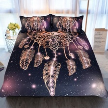 Juego de cama con estampado 3D de atrapasueños, ropa de cama bohemia de lujo con estampado de Galaxia Dorada, edredón, universo, 3 uds. 2024 - compra barato