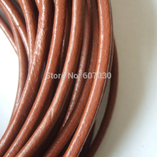 2 meters 5mm round light brown real leather thong cord 2024 - buy cheap