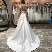Sexy Deep V-neck Wedding Dresses Spaghetti Straps Backless Elegant A-line Satin Chapel Train White Ivory Bridal Gowns 2024 - buy cheap