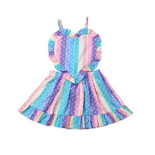1-5Years  Toddler Baby Girl Love Colorful Strap Dress Romper Summer Outfit Clothes 2024 - buy cheap